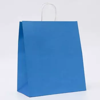 Пакет крафт синий, круглая ручка, 3219.537 см, 120 г/м