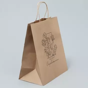 Пакет крафтовый «Цветочный» 22 х 25 х 12 см