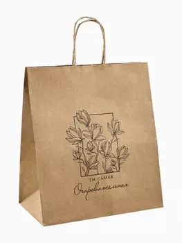 Пакет подарочный крафтовый «Цветочный» 22 х 25 х 12 см