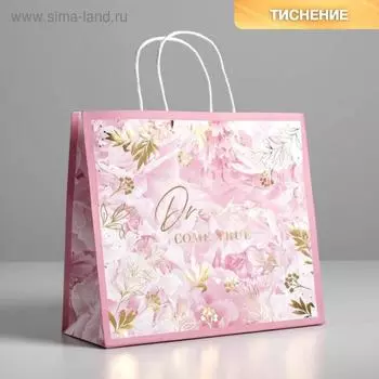 Пакет подарочный крафтовый, упаковка, «Dreams», 26 х 30 х 11,5 см