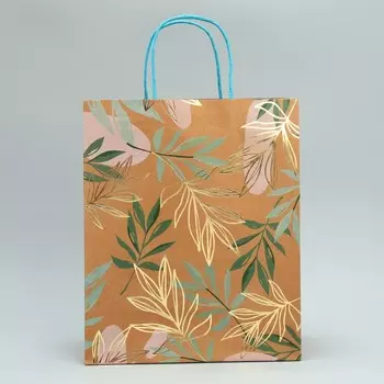 Пакет подарочный крафтовый, упаковка, Eco mood, 32 х 26.5 х 12.5 см