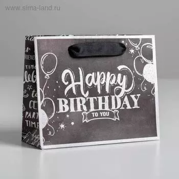 Пакет крафтовый горизонтальный «Happy birthday», S 15 12 5,5 см