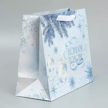 Пакет подарочный новогодний крафтовый горизонтальный «Нежность Нового года», ML 27 х 23 х 11.5 см