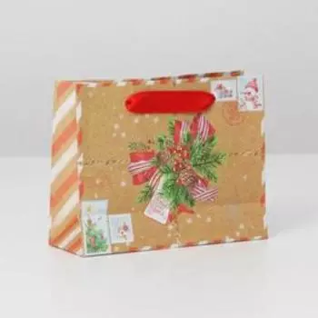 Пакет крафтовый горизонтальный «Рождественская почта», S 15 × 12 × 5.5 см