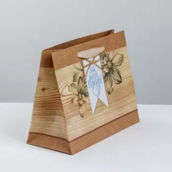 Пакет крафтовый горизонтальный «Сердечная теплота», MS 23 × 18 × 10 см