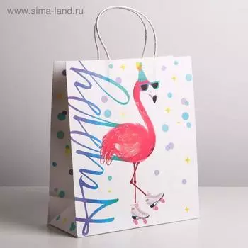 Пакет крафтовый «Happy», 26 × 30 × 11,5 см