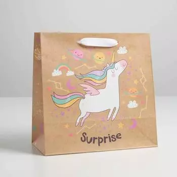 Пакет крафтовый квадратный Surprise, 22 × 22 × 11 см