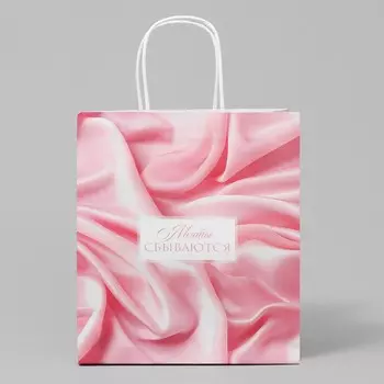 Пакет подарочный крафтовый, упаковка, «Мечты», 22 х 25 х 12 см