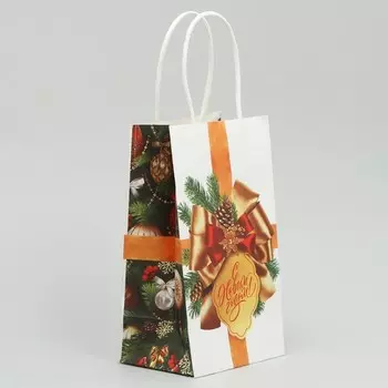 Пакет крафтовый «Новогодний шик», 12 21 9 см