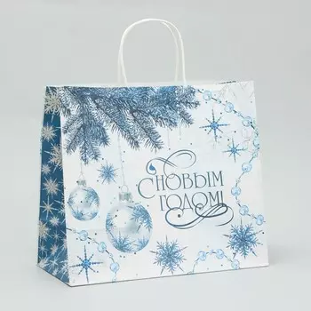 Пакет крафтовый «С Новым годом», 32 28 15 см