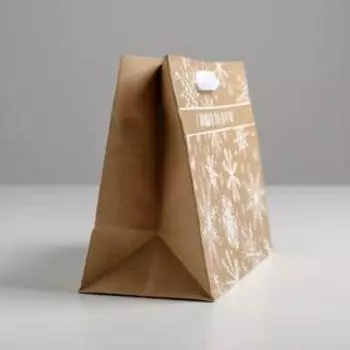 Пакет крафтовый с пенным нанесением «С Новым годом», 24 х 19,5 х 11 см