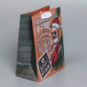 Пакет крафтовый вертикальный «100% Man», MS 18 23 10 см