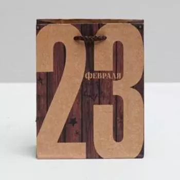 Пакет крафтовый вертикальный «23 Февраля», 12 × 15 × 6 см