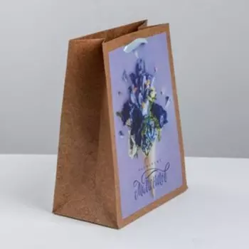 Пакет крафтовый вертикальный «Цветочные моменты», MS 18 × 23 × 10 см