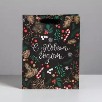 Пакет крафтовый вертикальный «Еловый лес», MS 18 × 23 × 10 см