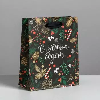 Пакет крафтовый вертикальный «Еловый лес», S 12 15 5.5 см