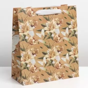 Пакет крафтовый вертикальный «Лилия», ML 23 × 27 × 11.5 см