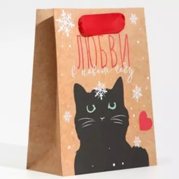 Пакет крафтовый вертикальный «Любви», S 12 × 15 × 5.5 см