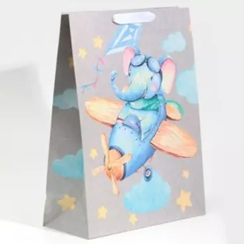 Пакет подарочный крафтовый вертикальный, упаковка, «Малышам», L 31 х 40 х 11,5 см