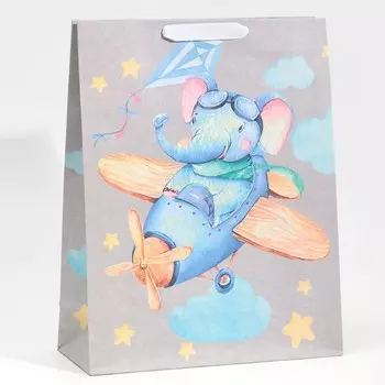 Пакет подарочный крафтовый вертикальный, упаковка, «Малышам», L 31 х 40 х 11,5 см