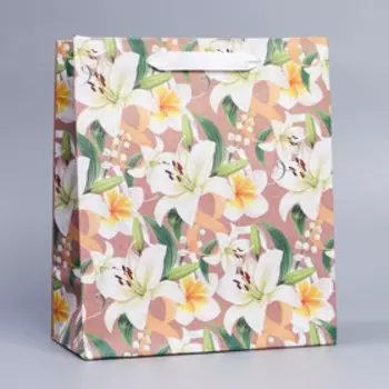 Пакет подарочный крафтовый, упаковка, «С 8 Марта», ML 27 х 23 х 11.5 см