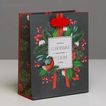 Пакет крафтовый вертикальный «Счастья и любви», S 12 15 5.5 см
