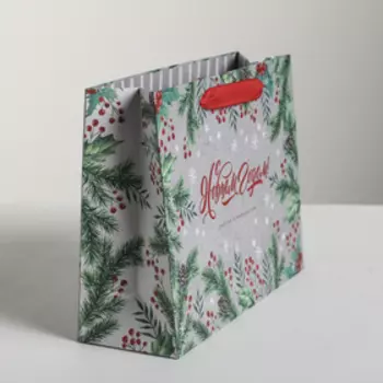 Пакет крафтовый вертикальный «Счастья в новом году!», 23 × 18 × 10 см