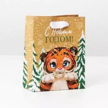 Пакет крафтовый вертикальный «В еловом лесу», S 12 × 15 × 5.5 см