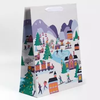 Пакет крафтовый вертикальный «Зима», L 31 × 40 × 11.5 см