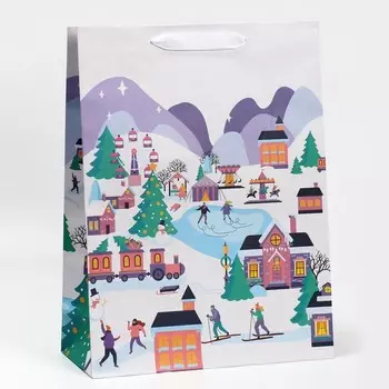 Пакет крафтовый вертикальный «Зима», L 31 × 40 × 11.5 см