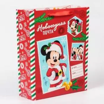 Пакет ламинат вертикальный "Новогодняя почта", Микки Маус, 31х40х11,5