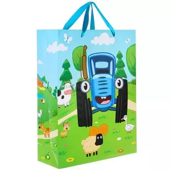 Пакет подарочный «По полям», 314011.5 см, упаковка, Синий трактор