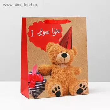 Пакет подарочный ламинированный, 26 x 32 x 12 см