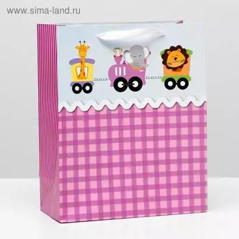 Пакет ламинированный "Паравозик" 26x32x12