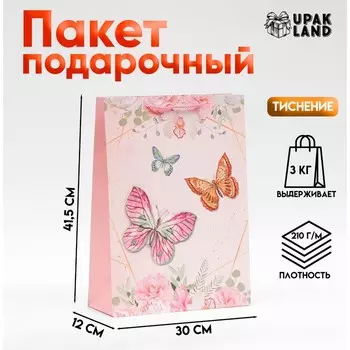 Пакет ламинированный «Бабочки», 30 41,5 12 см