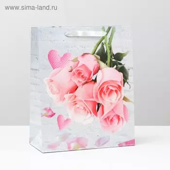 Пакет ламинированный "Букет роз" 26x32x12