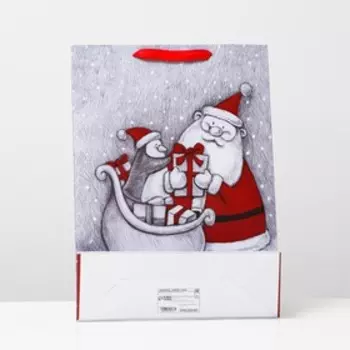 Пакет ламинированный "Дед мороз и пингвинёнок", 31 x 42 x 12 см 6854071