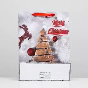 Пакет ламинированный "Деревянная ёлка" 32 х 42 х 12