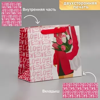 Пакет подарочный ламинированный двухсторонний, упаковка, «Стиль», ML 23 х 27 х 11.5 см