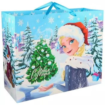 Пакет подарочный новогодний, «С Новым годом!», 49 х 40 х 19 см, Холодное сердце