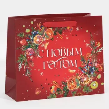 Пакет подарочный новогодний ламинированный «Аромат Нового Года», ML 27 х 23 х 11.5 см