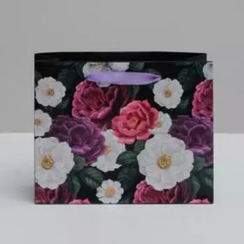 Пакет подарочный ламинированный горизонтальный, упаковка, «Цветы», 22 х 17.5 х 8 см