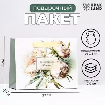 Пакет ламинированный горизонтальный «Милые пионы», 231810 см