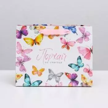 Пакет подарочный ламинированный, упаковка, «Порхай от счастья», MS 23 х 18 х 10 см