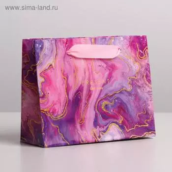 Пакет подарочный ламинированный горизонтальный, упаковка, «Разводы», S 15 х 12 х 5,5 см