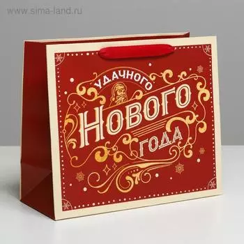 Пакет ламинированный горизонтальный «Удачного Нового года», ML 27 × 23 × 11,5 см