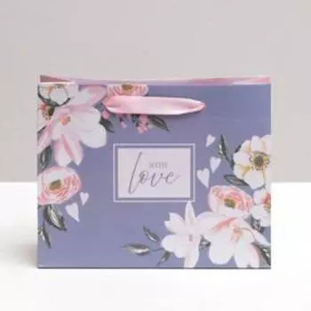 Пакет подарочный ламинированный, упаковка, «With love», 22 х 17.5 х 8 см