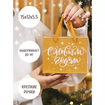 Пакет ламинированный горизонтальный «Золотой», S 15 × 12 × 5.5 см