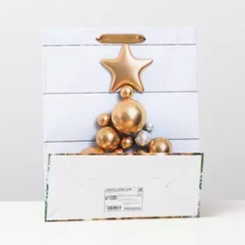 Пакет ламинированный "Ёлка из шаров", 26 x 32 x 12 см