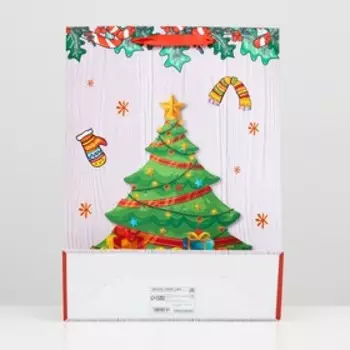 Пакет ламинированный "Ёлка с подарками", 31 x 42 x 12 см